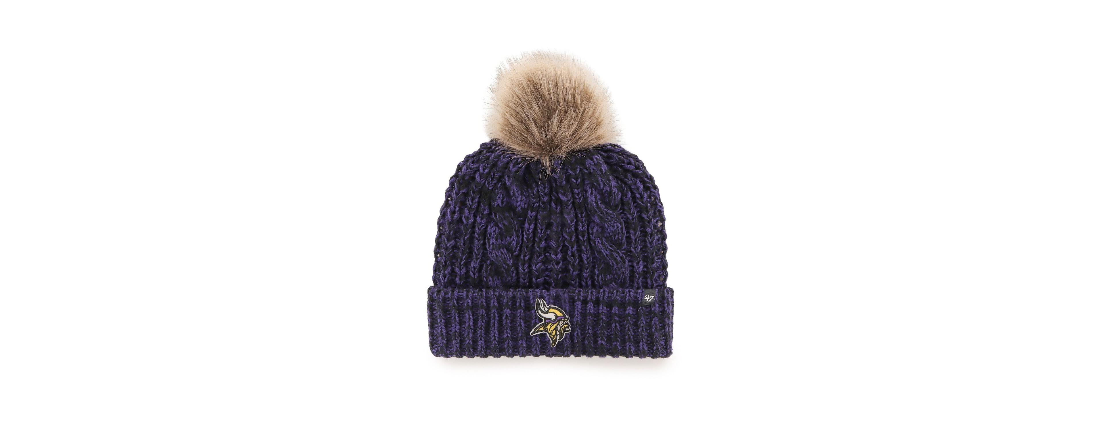 Women's '47 Brand Purple Minnesota Vikings Logo Meeko Cuffed Knit Hat with Pom