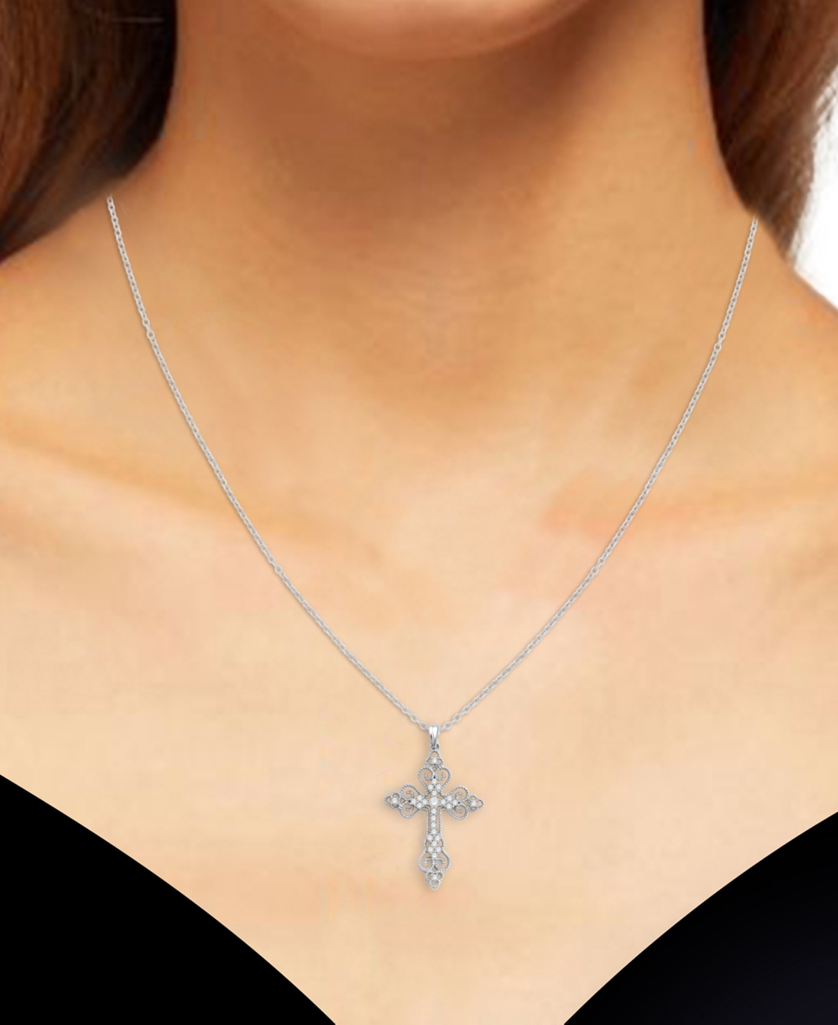 Diamond Filigree Cross 18