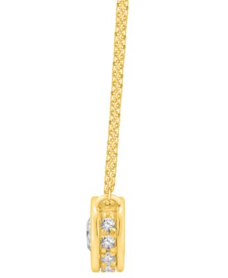 Diamond Miracle Plate Bezel Pendant Necklace (1/2 ct. t.w.) in 14k Gold and 14k White Gold, 16" + 2" extender