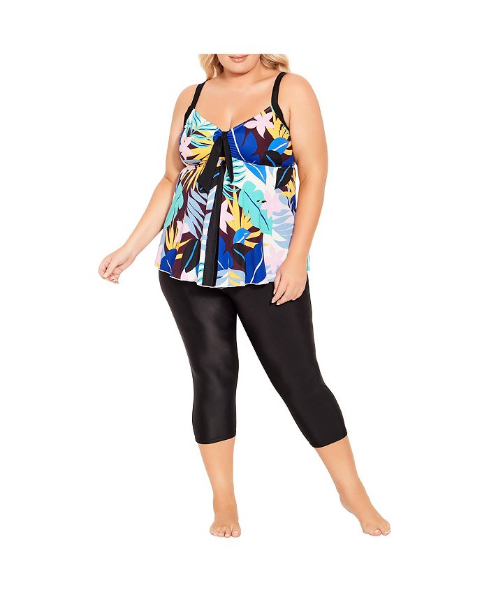 AVENUE Womens Plus size Swim Capri Pant black Macy's