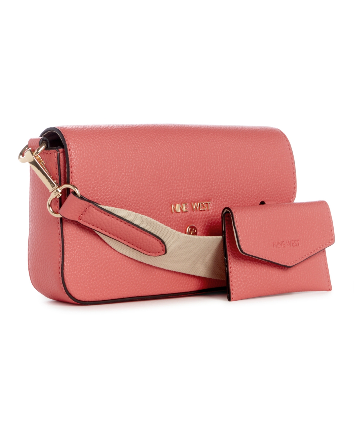 Shop Nine West Peaches Crossbody Flap With Card Case In Coral