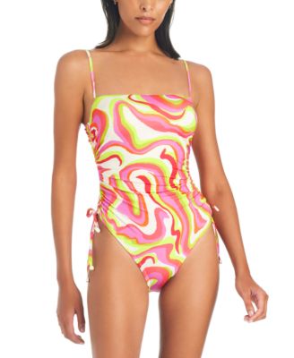 Sanctuary - Women's Neon Swirl Ruched-Side Swimsuit