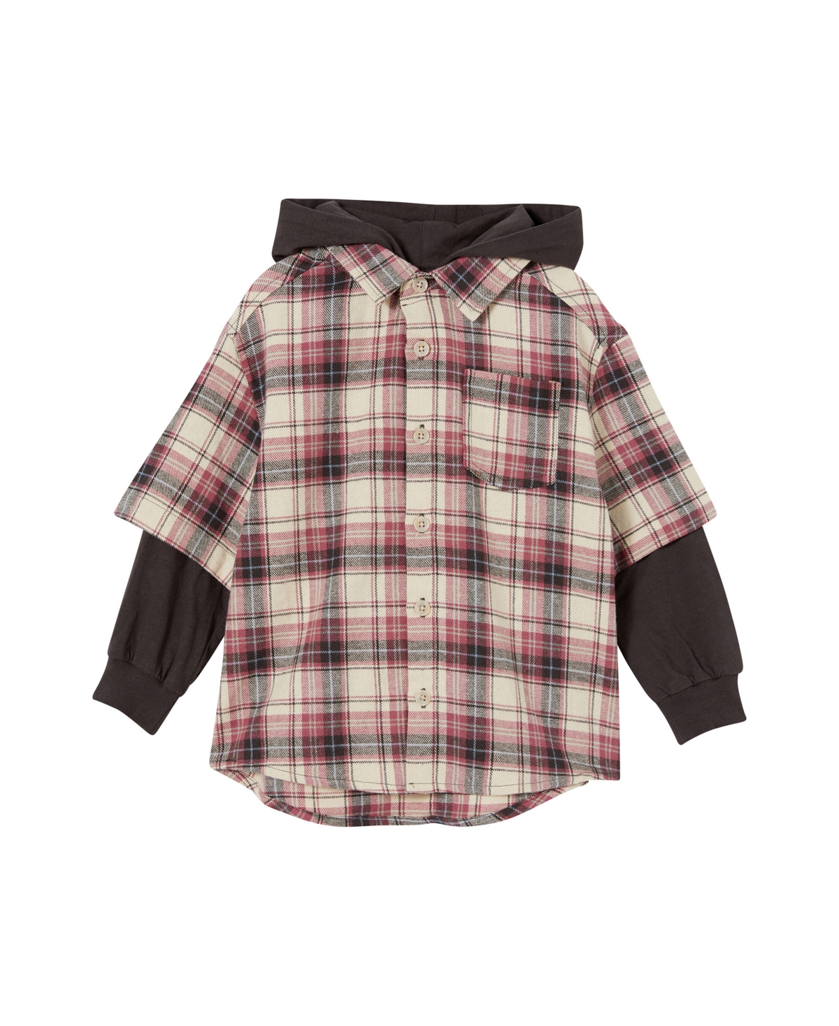 Shop Cotton On Toddler And Little Boys Rugged Long Sleeve Layered Shirt In Rainy Day,plaid