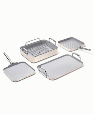 Non-Stick Ceramic-Coated 7 Piece Square Cookware Set