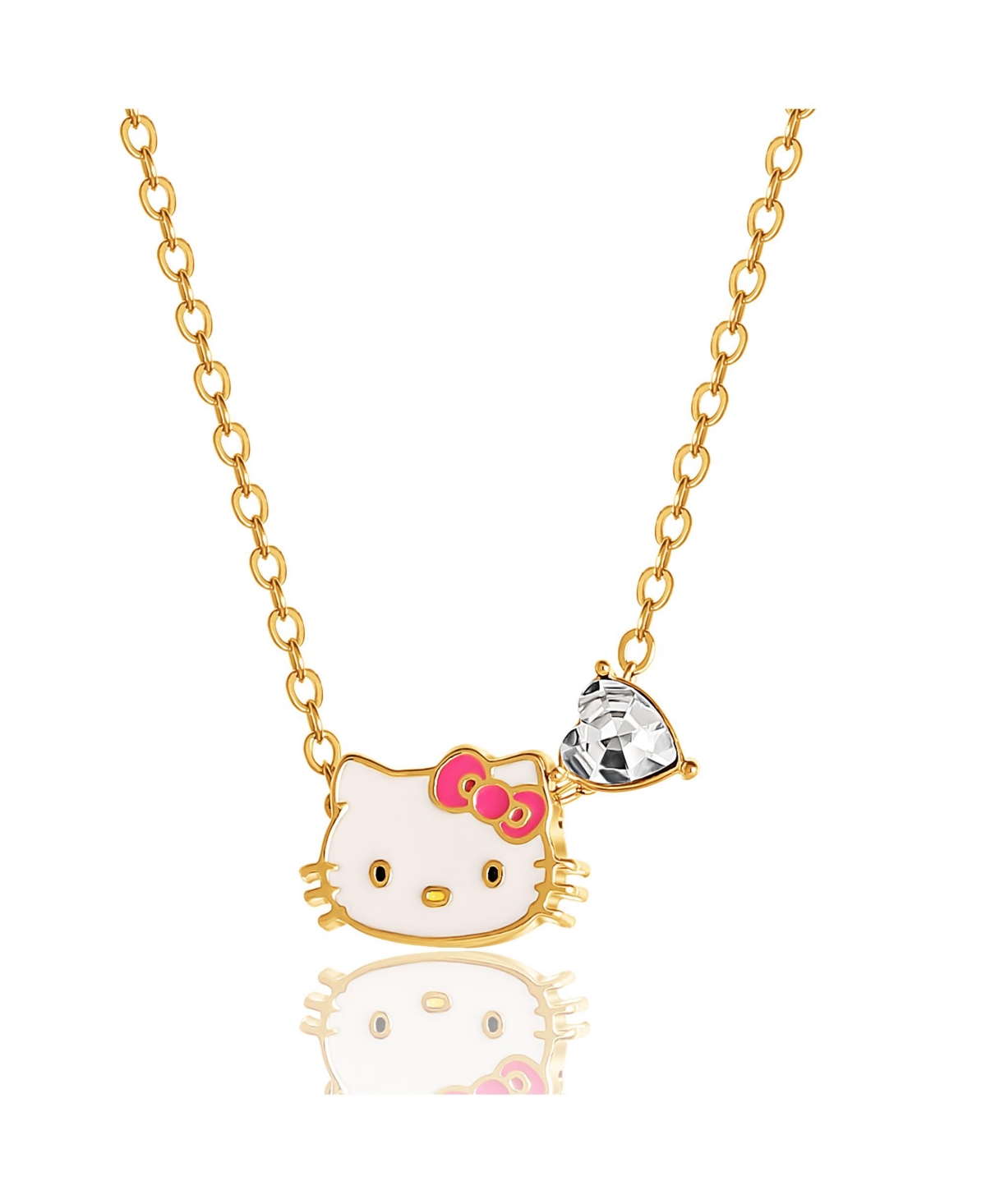 Hello Kitty Sanrio Heart Birthstone Charm Necklace - 16 + 2'' Chain - April-clear