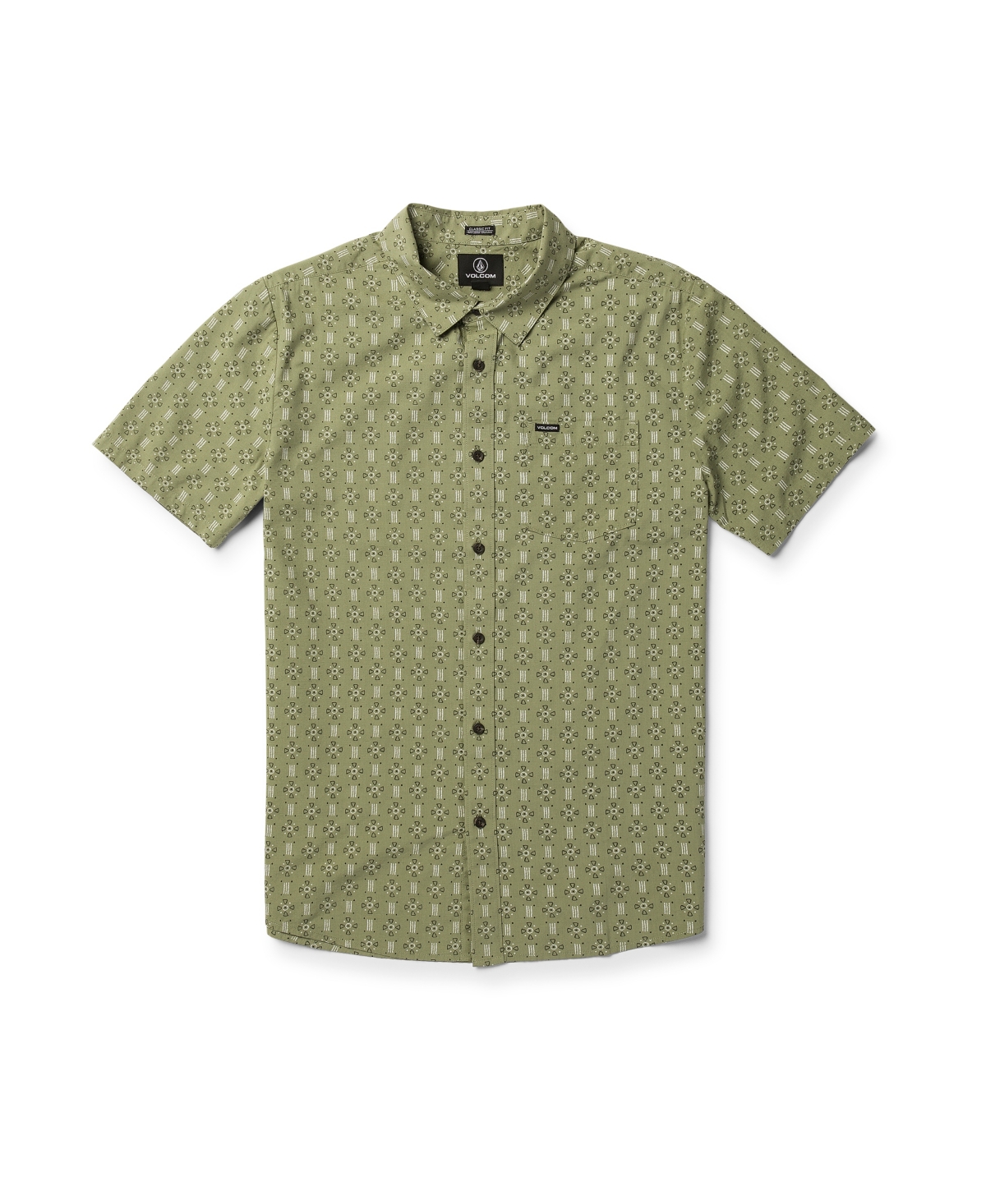 Shop Volcom Men's Stone Mash Short Sleeve Shirt In Thyme Green