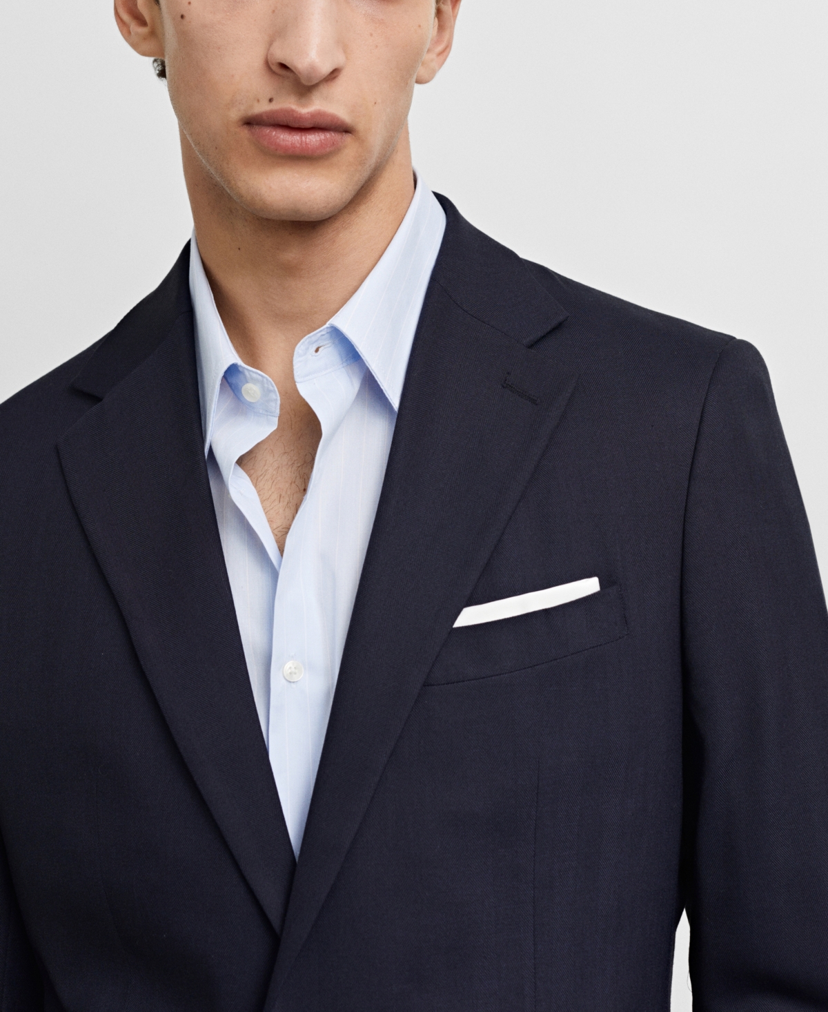 Shop Mango Men's Slim-fit Herringbone Wool Suit Jacket In Navy