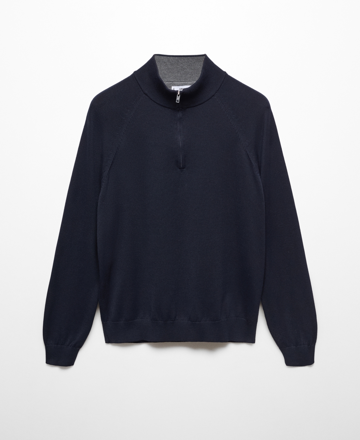 Shop Mango Men's Neck Zipper Cotton Sweater In Navy