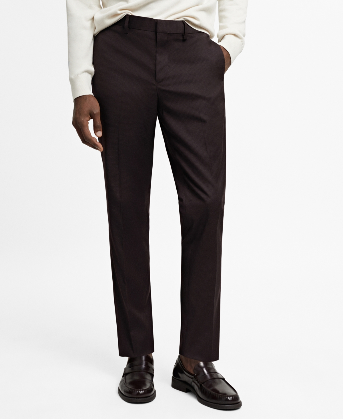 Mango Men's Stretch Fabric Super Slim-fit Suit Pants In Burgundy