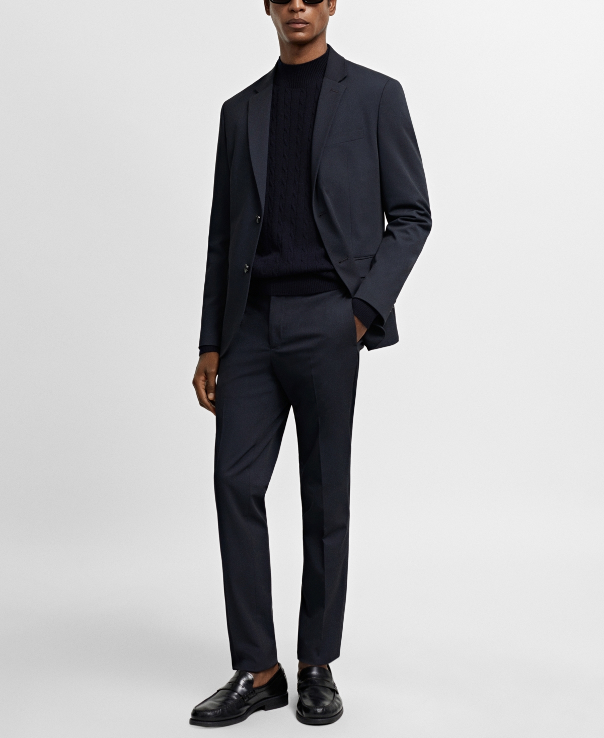 Mango Superslim Fit Suiting Pants In Navy