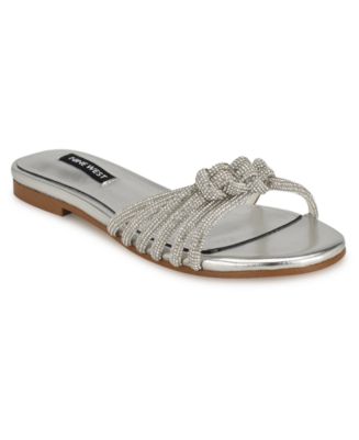 Nine West Women's Luxury Slip-On Strappy Embellished Flat Sandals - Macy's