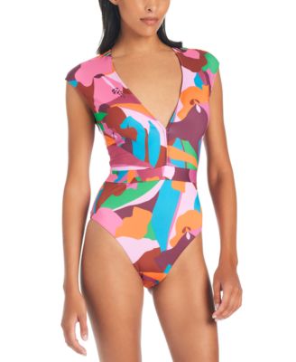 Sanctuary - Women's Tropic Mood Printed Cap Sleeve One Piece Swimsuit