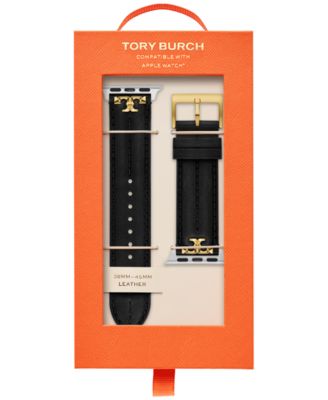 Tory Burch Apple Watch KIRA アップル ウォッチ バンド38-45mm Tory Burch The Kira Black Leather Strap For Apple Watch
