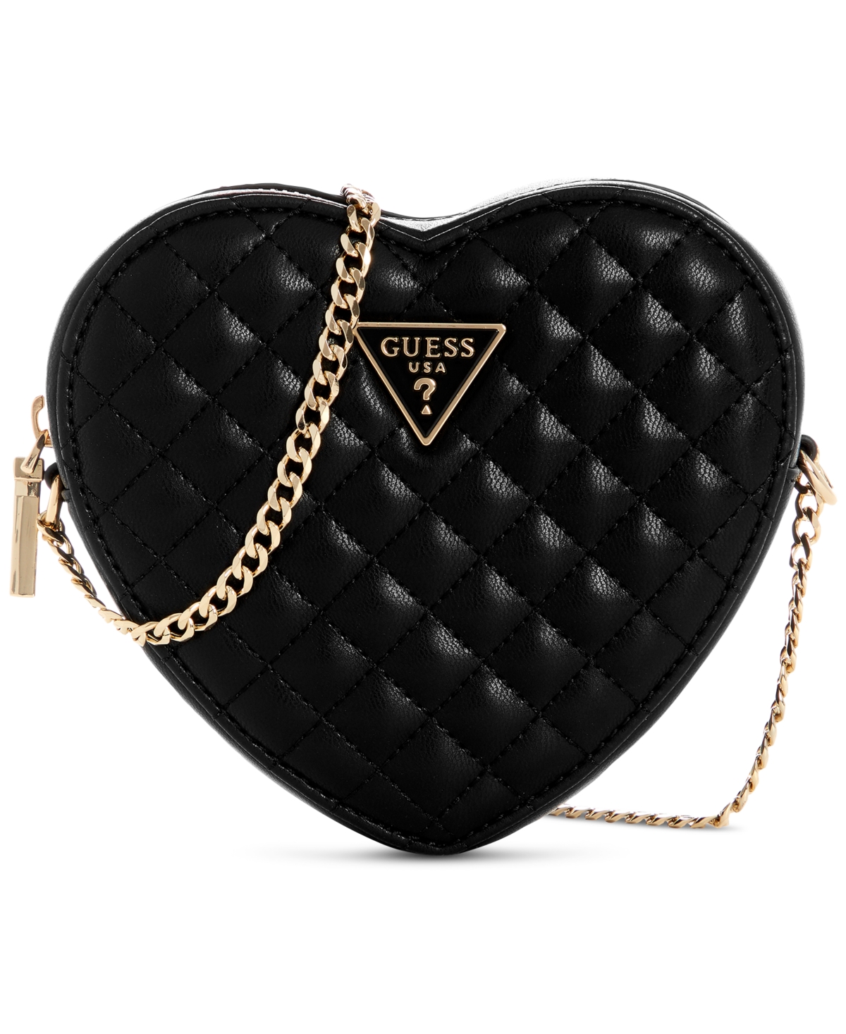 Guess Rianee Quilted Heart Mini Crossbody Bag In Black