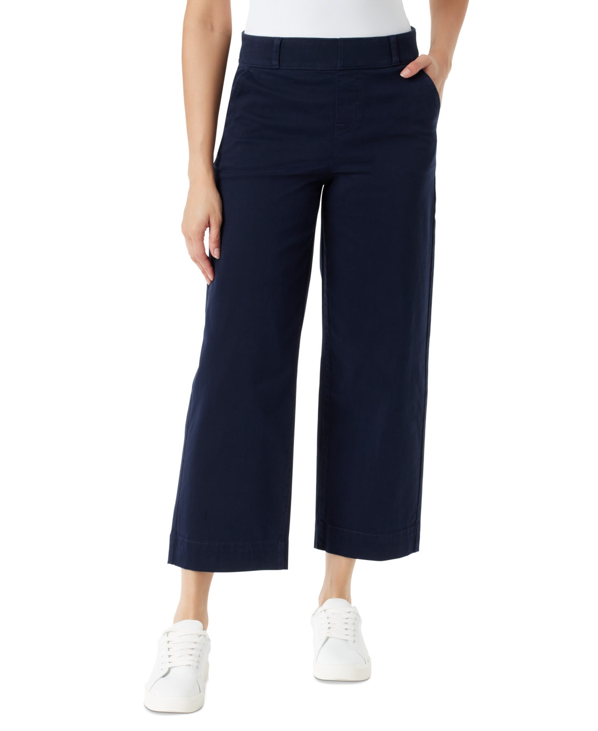 Shop Gloria Vanderbilt Petite Amanda Shape Effect Wide-leg Crop Jeans In Midnight Navy