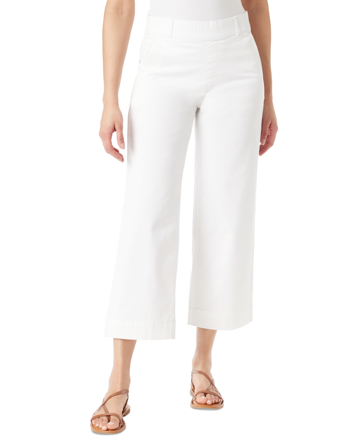 Shop Gloria Vanderbilt Petite Amanda Shape Effect Wide-leg Crop Jeans In Vintage White