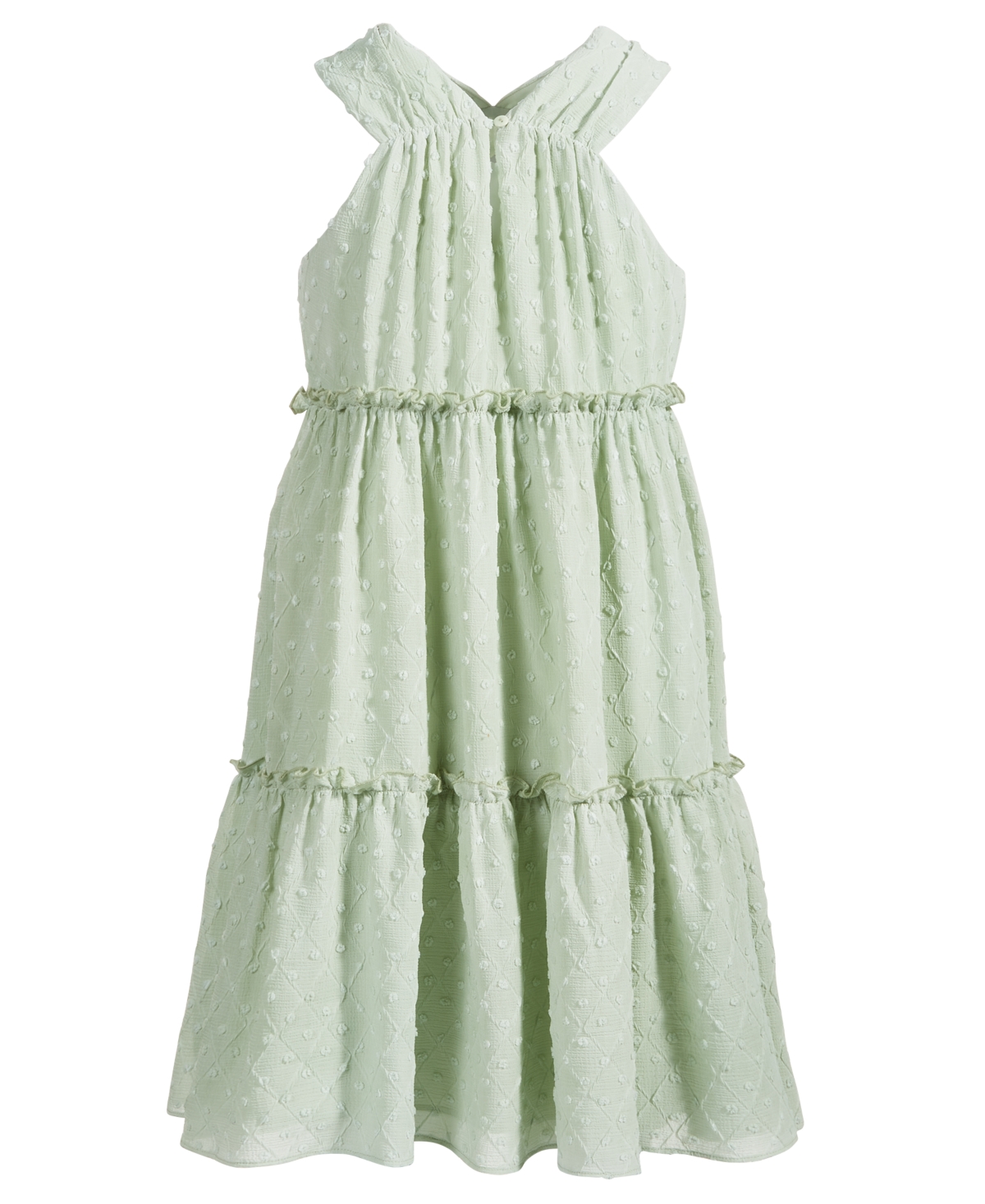 Shop Nannette Big Girls Jacquard Clip-dot Chiffon Dress In Green