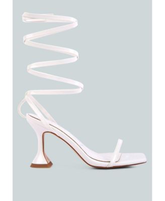 Women's Lewk Strappy Tie Up Spool Heel Sandals