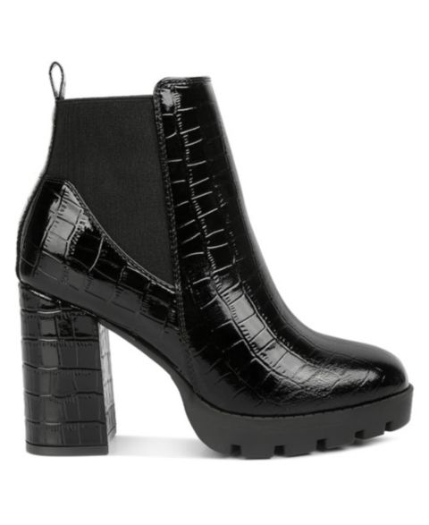 Женские ботинки London Rag Foxy Faux Leather Croc Chelsea, цвет: Чёрный