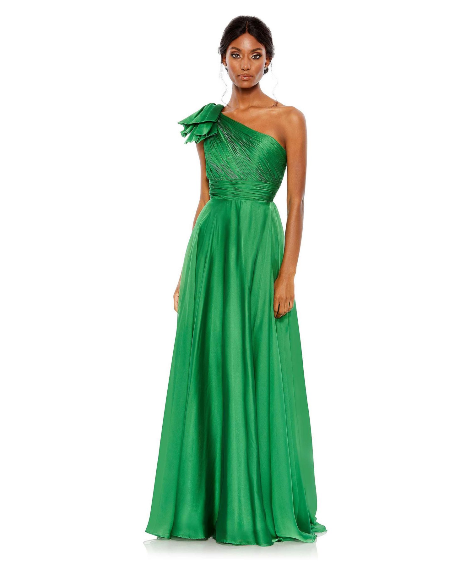 Women's Pleated One Shoulder Chiffon Gown