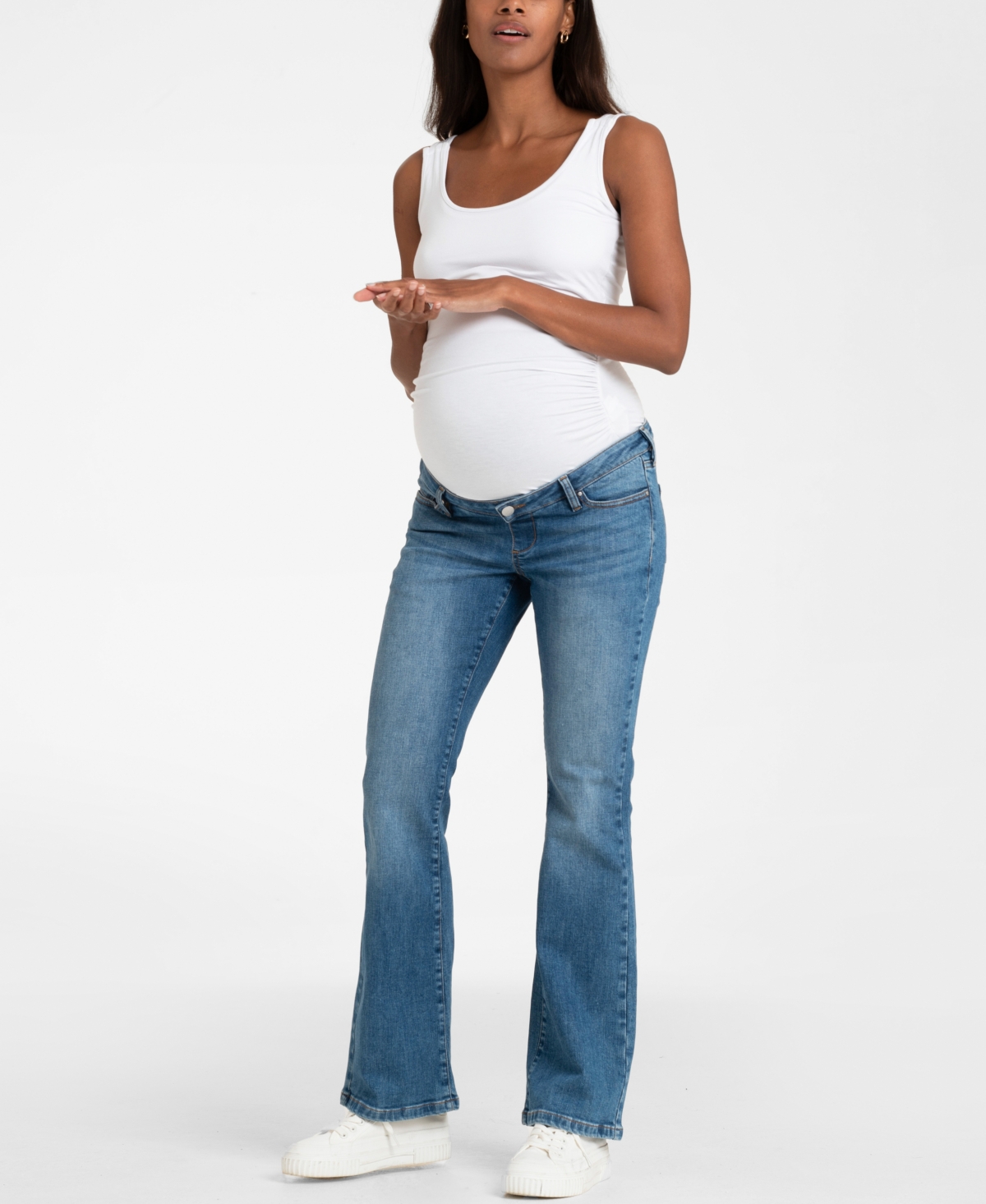 Shop Seraphine Women's Maternity Cotton Bootcut Maternity Jeans In Bleached Denim