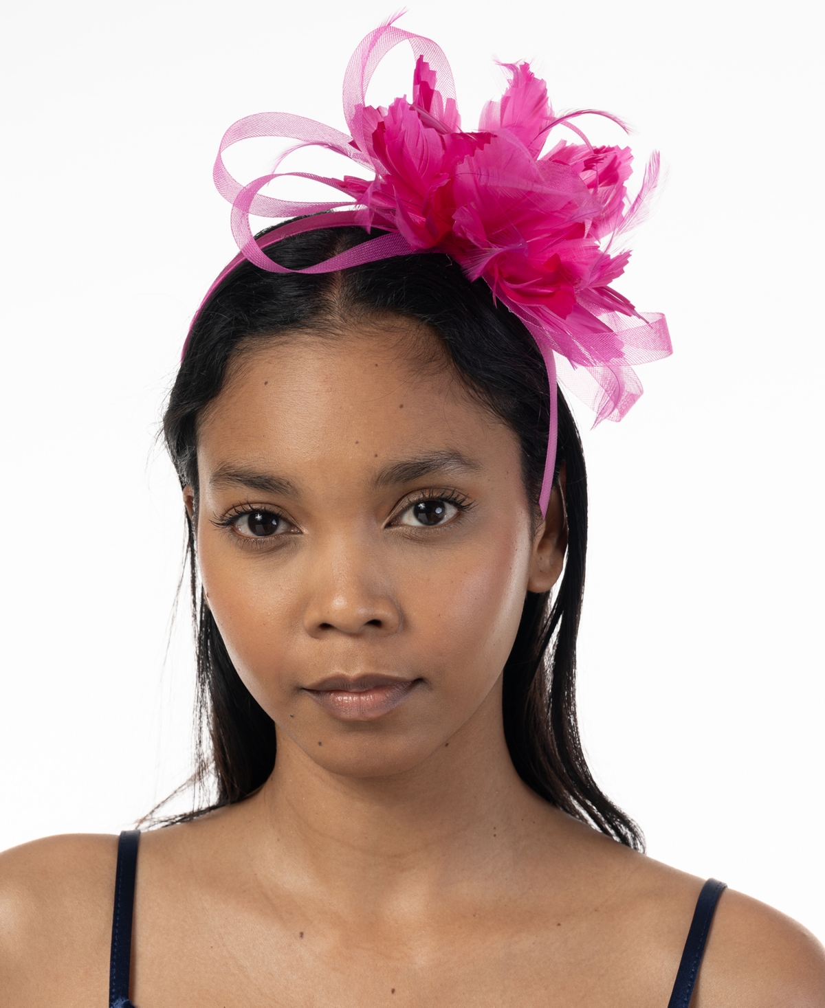 Bellissima Millinery Collection Women's Flower & Feather Loop Fascinator In Fuchsia