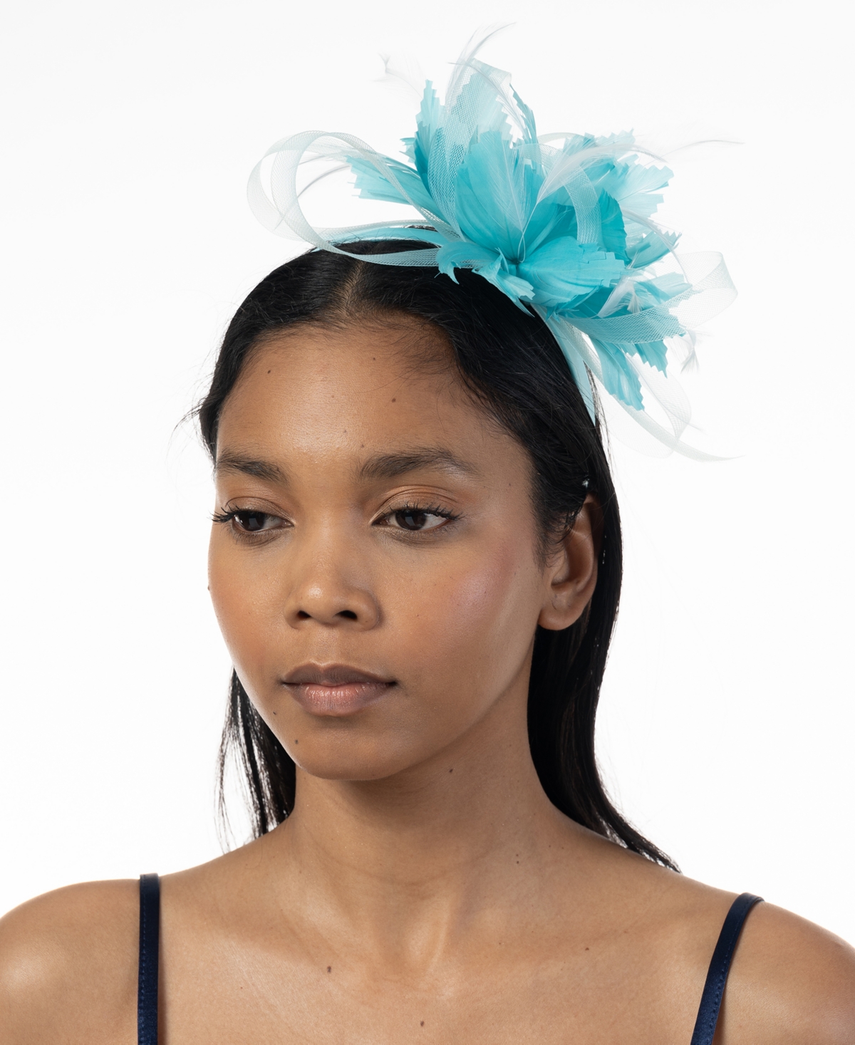 Bellissima Millinery Collection Women's Flower & Feather Loop Fascinator In Turq