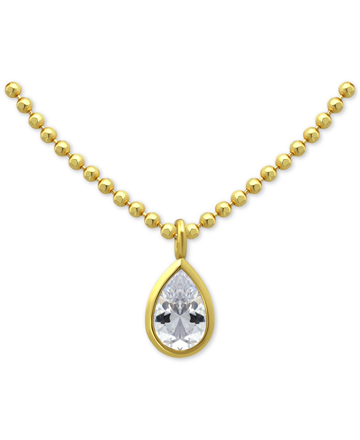 Giani Bernini Cubic Zirconia Pear Bezel Pendant Necklace In 18k Gold-plated Sterling Silver, 16" + 2" Extender, Cr