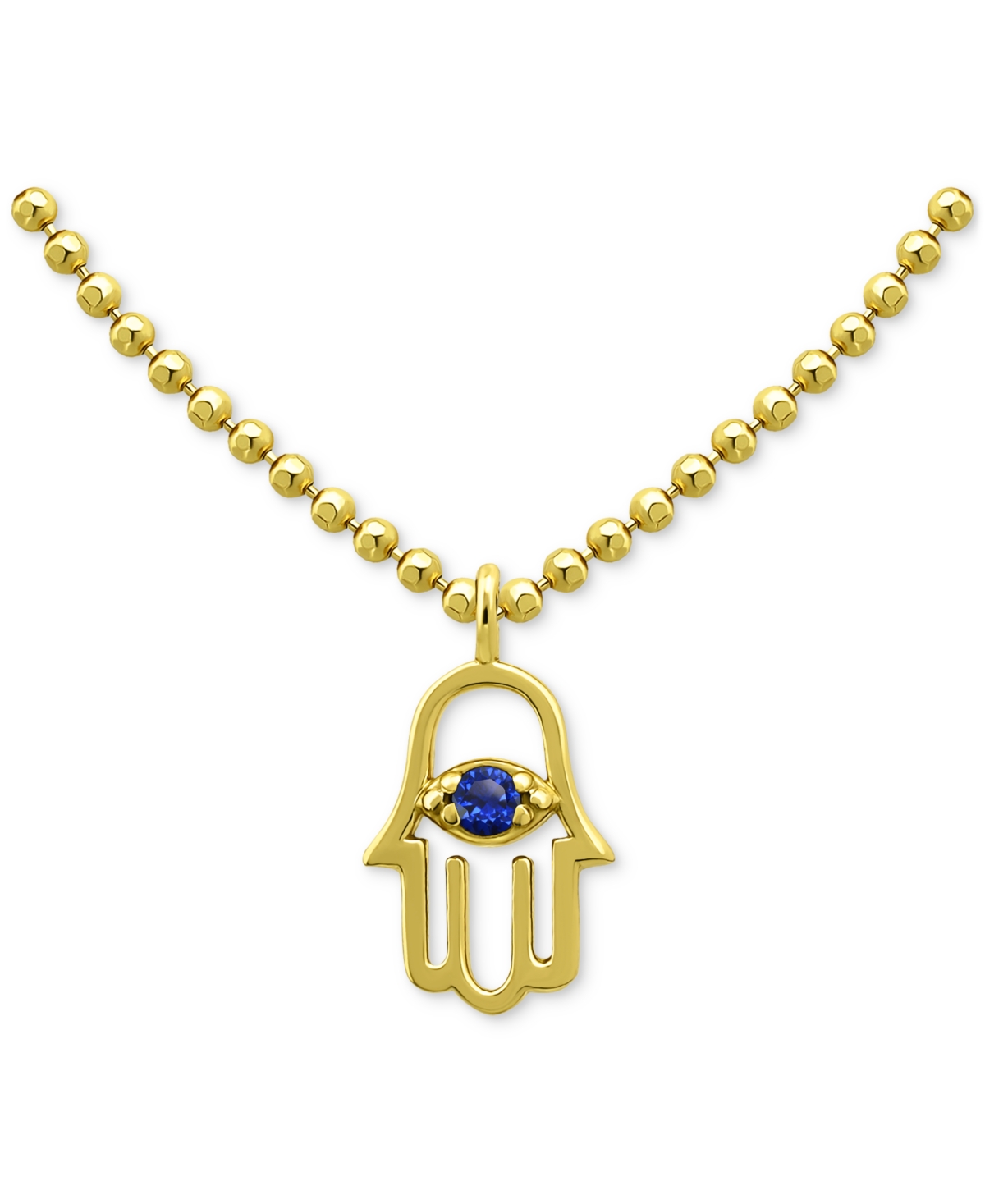 Giani Bernini Lab-grown Sapphire Hamsa Hand Pendant Necklace (3/8 Ct. T.w.) In 18k Gold-plated Sterling Silver, 16 In Blue Sapphire