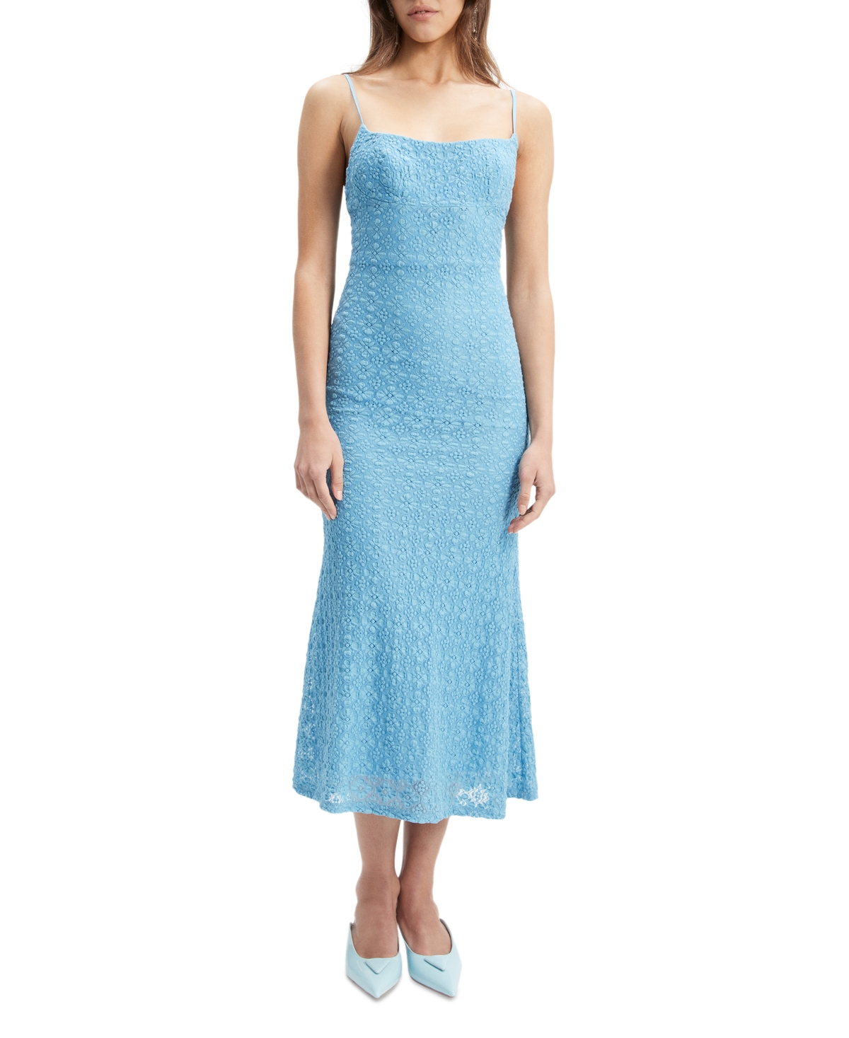 Shop Bardot Women's Adoni Mesh Midi Dress In Mid Blue