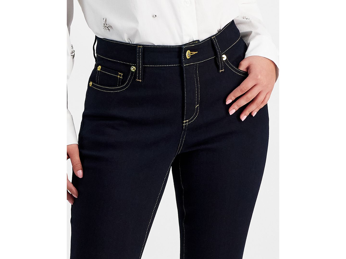 Женские джинсы I.N.C. International Concepts Petite Skinny-Leg Denim Jeans, цвет: Тёмный индиго — фото 3