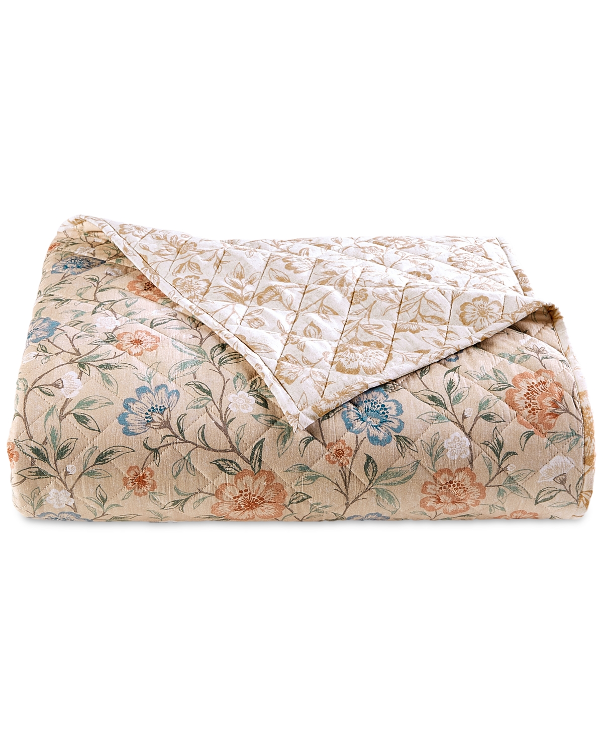 Shop Charter Club Garden Floral Quilt, Full/queen, Created For Macy's In Tan