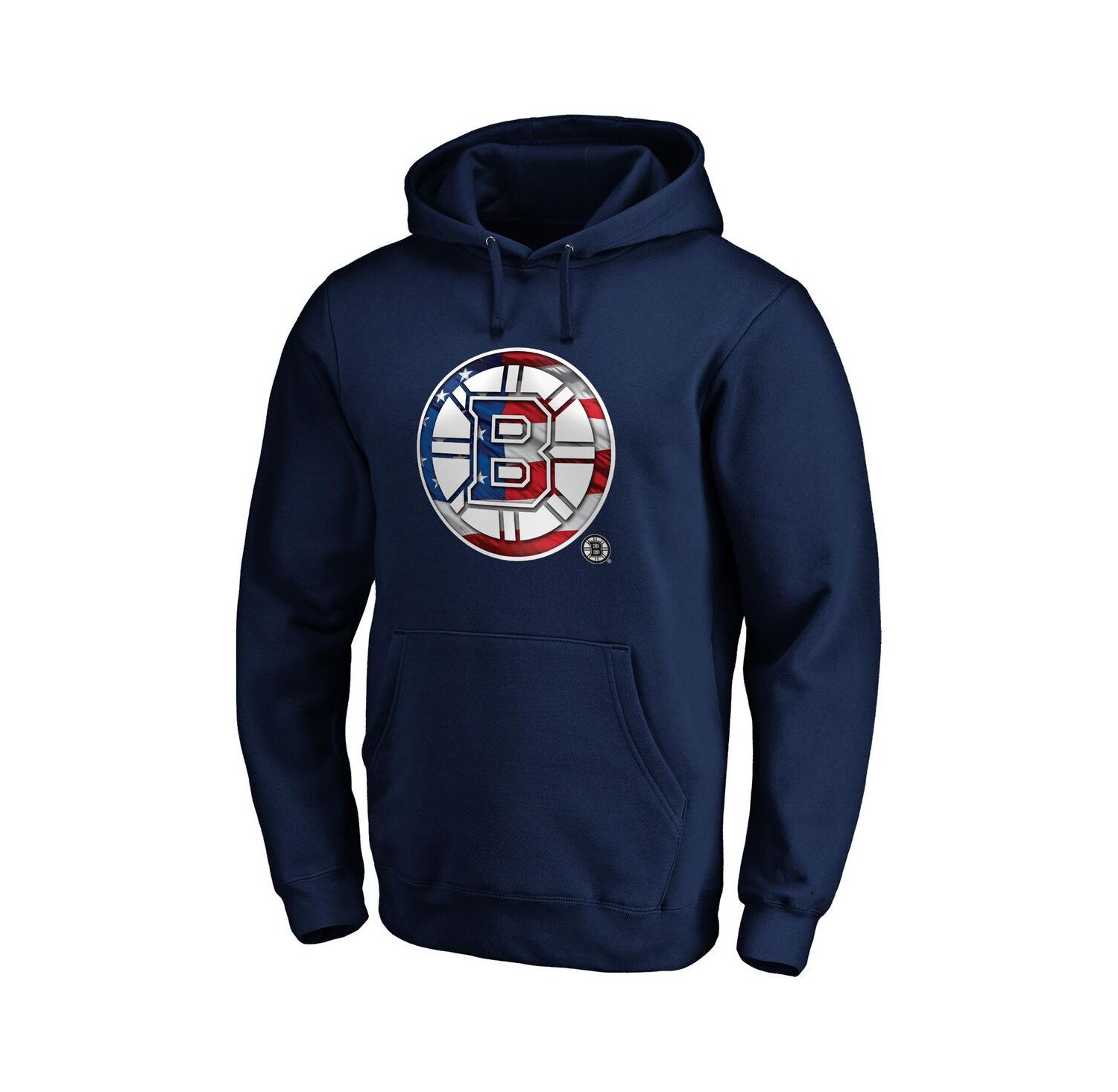 Men's Navy Boston Bruins Banner Wave Logo Pullover Hoodie
