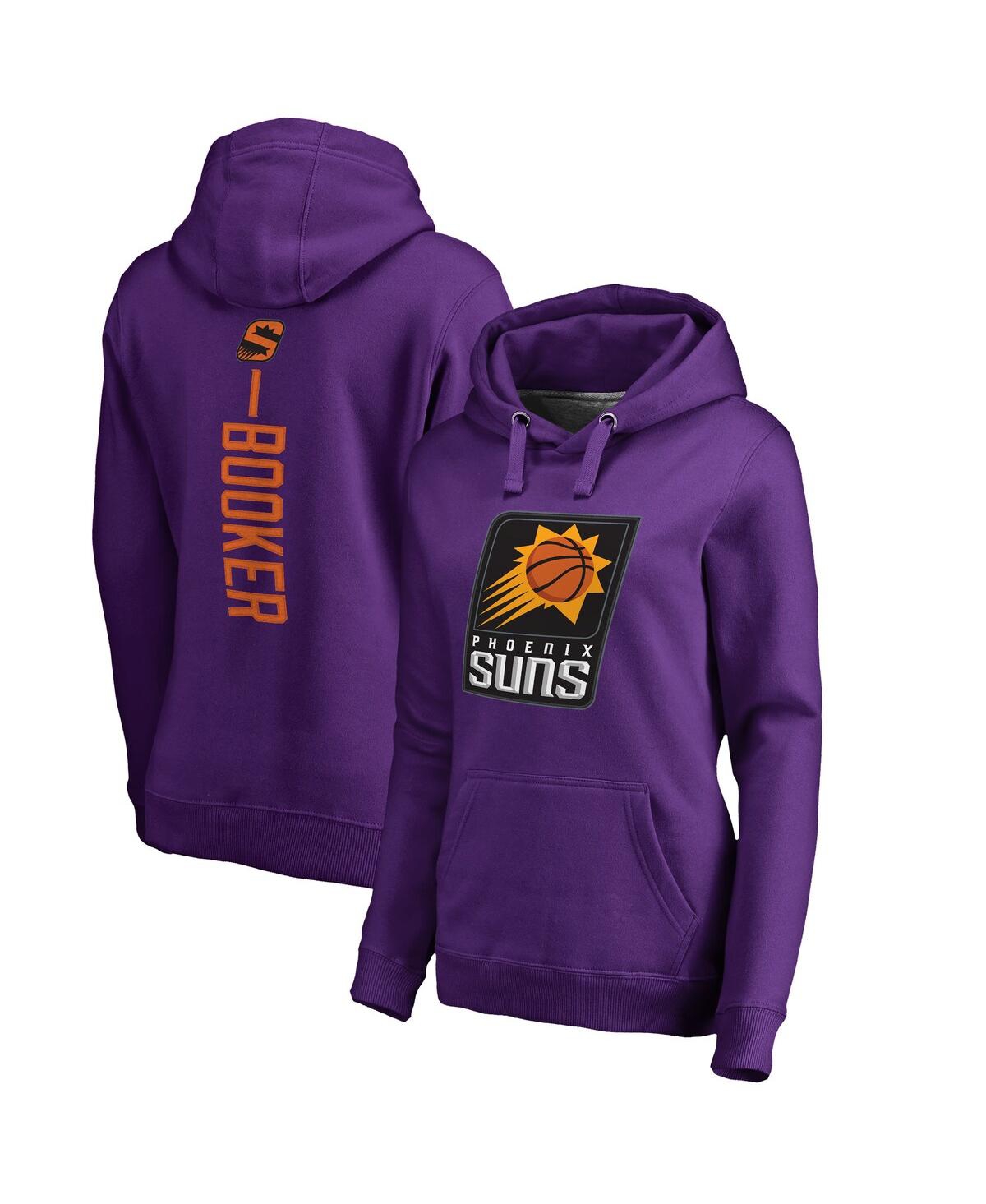 Shop Fanatics Women's  Devin Booker Purple Phoenix Suns Backer Name And Number Pullover Hoodie