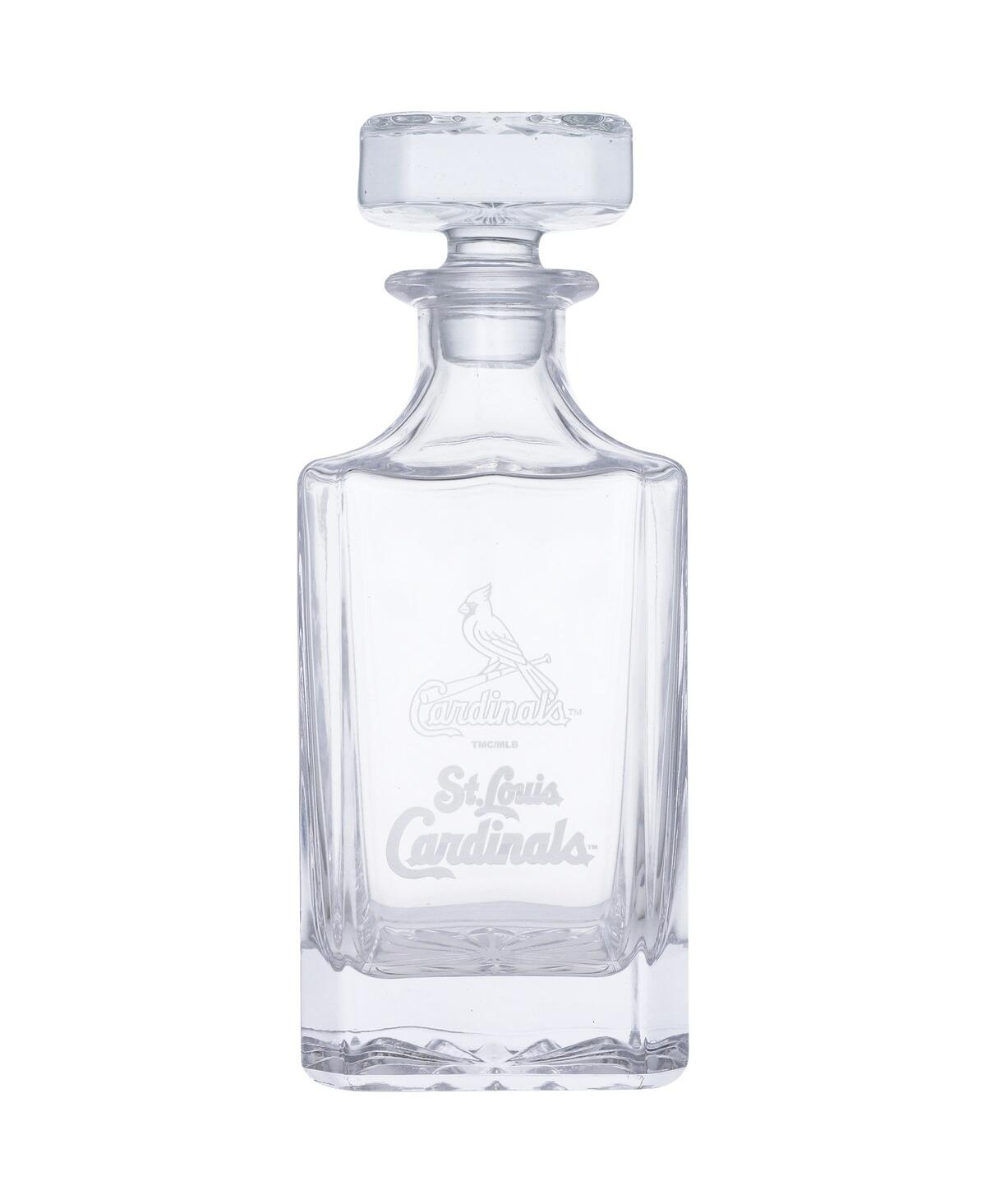 MEMORY COMPANY ST. LOUIS CARDINALS DECANTER AND TWO ROCKS GLASSES SET