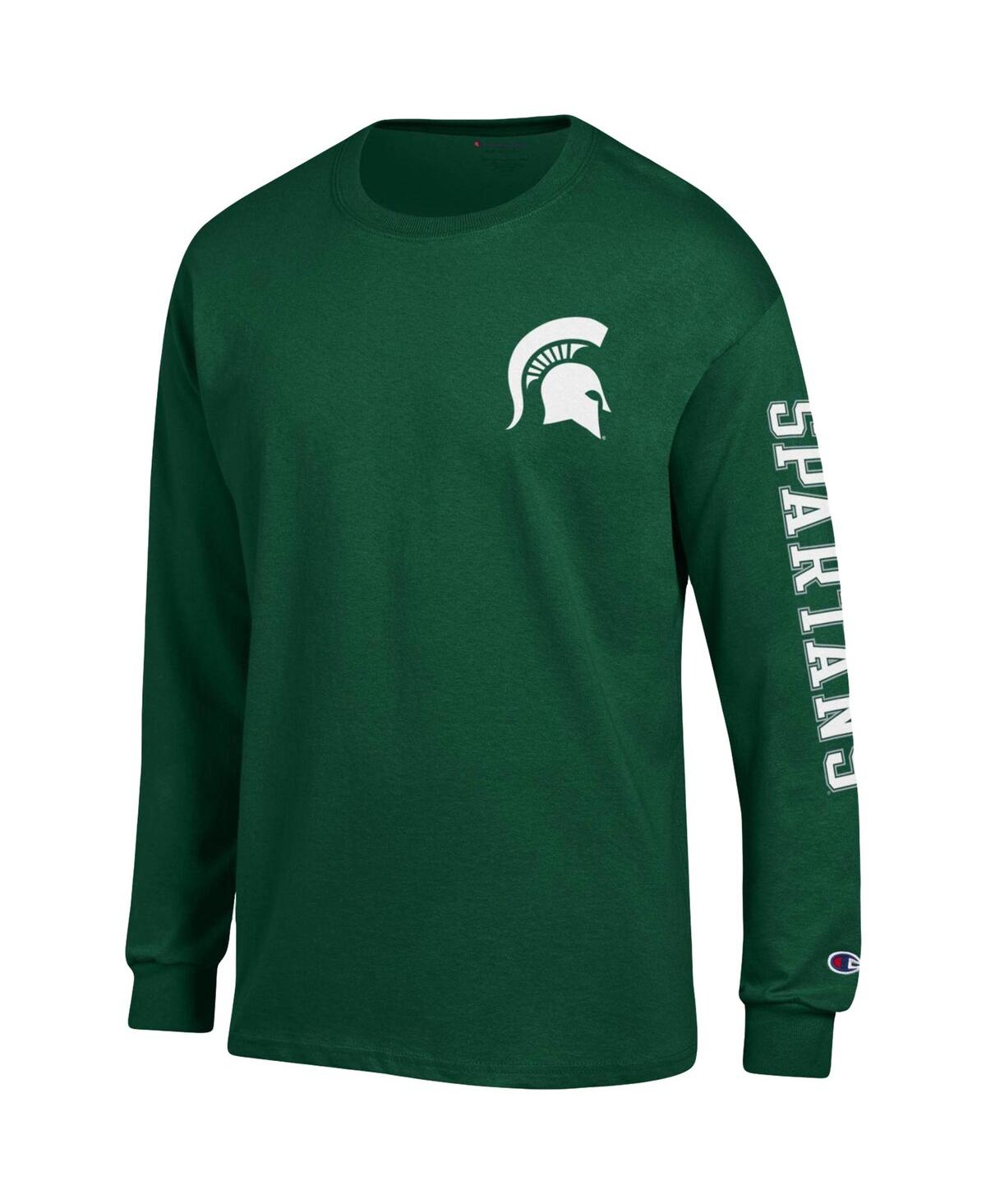 Shop Champion Men's  Green Michigan State Spartans Team Stack Long Sleeve T-shirt