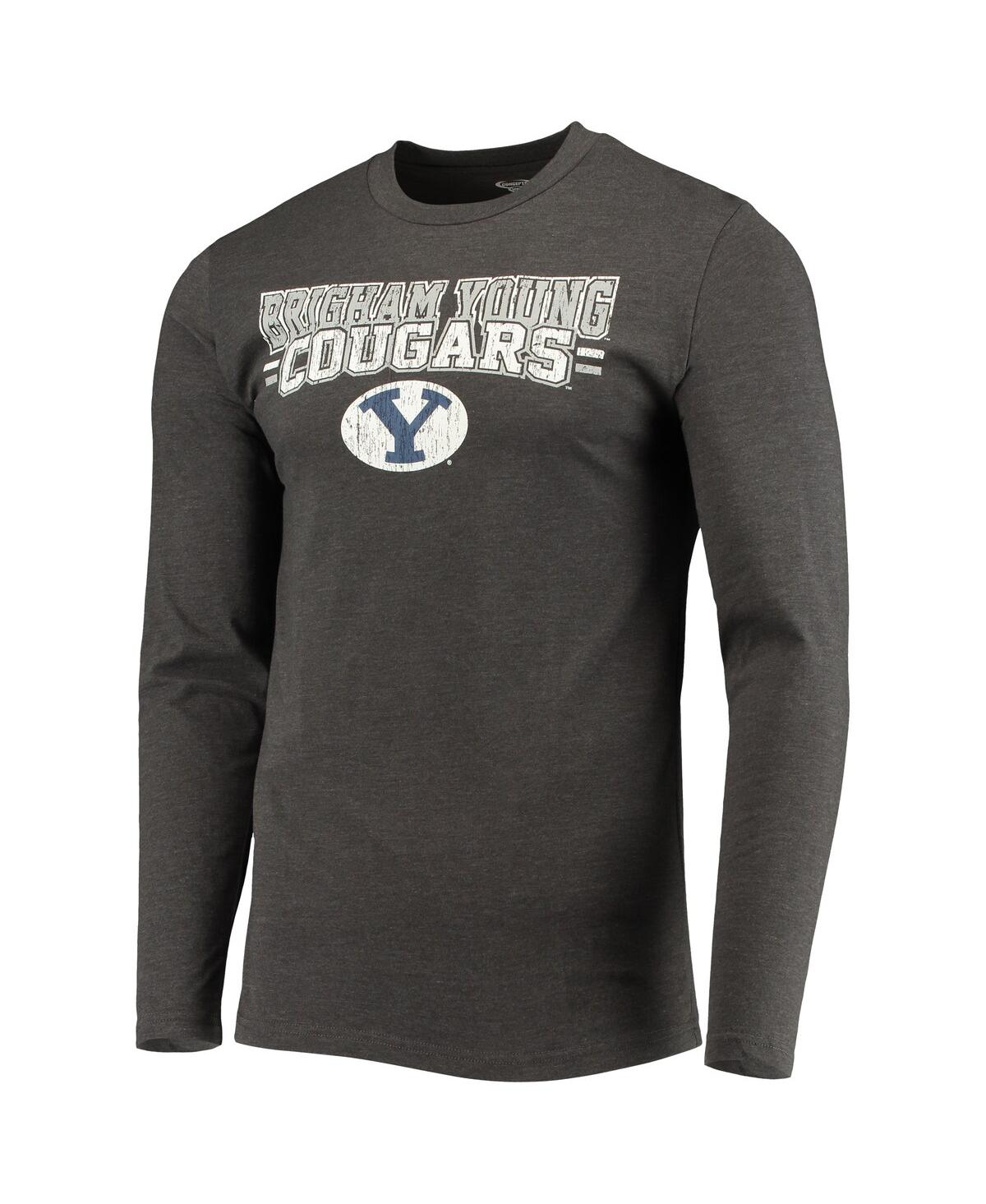 Shop Concepts Sport Men's  Navy, Heathered Charcoal Distressed Byu Cougars Meter Long Sleeve T-shirt And P In Navy,heather Charcoal