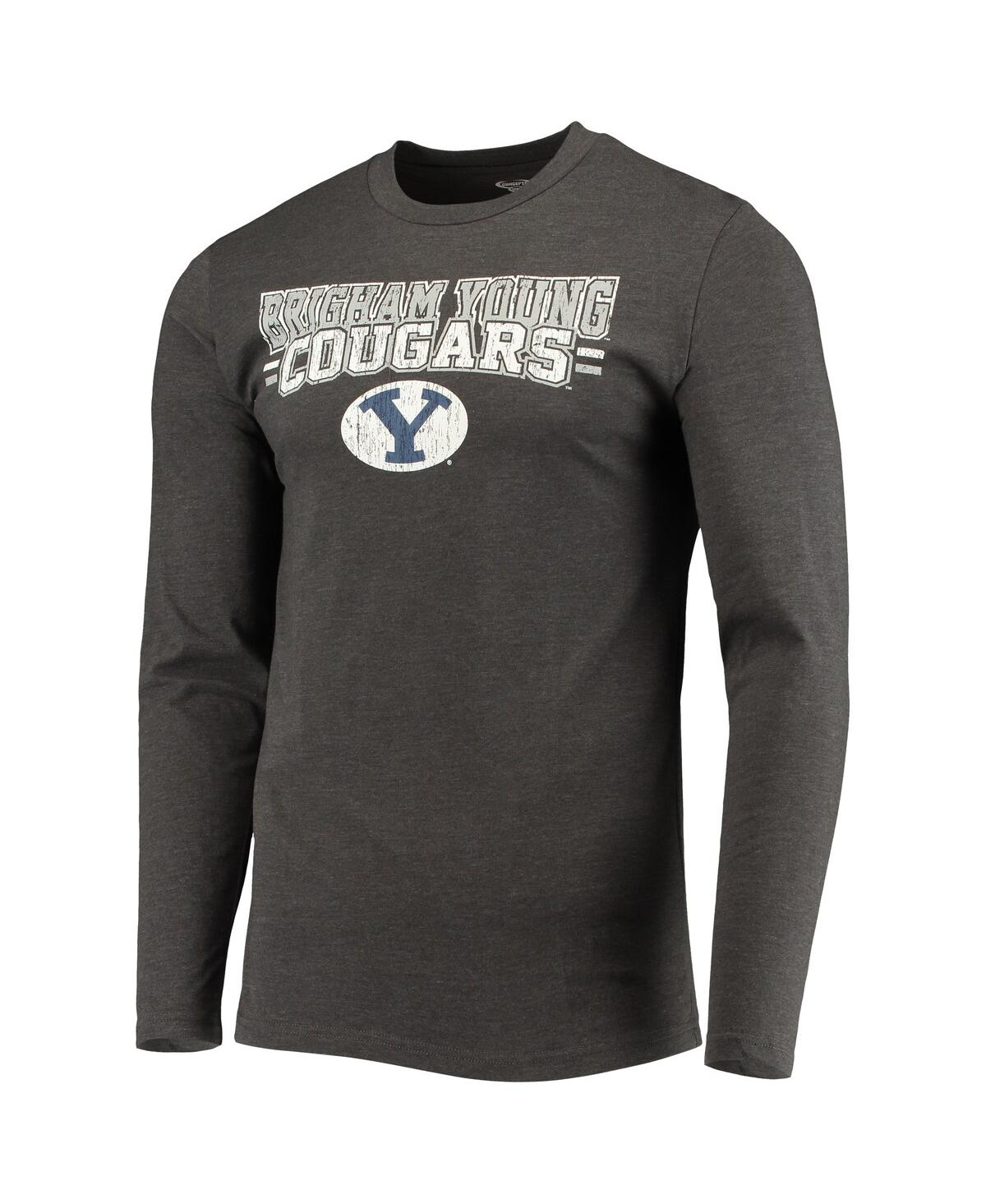 Concepts Sport Men's  Navy, Heathered Charcoal Distressed Byu Cougars Meter Long Sleeve T-shirt And P In Navy,heather Charcoal