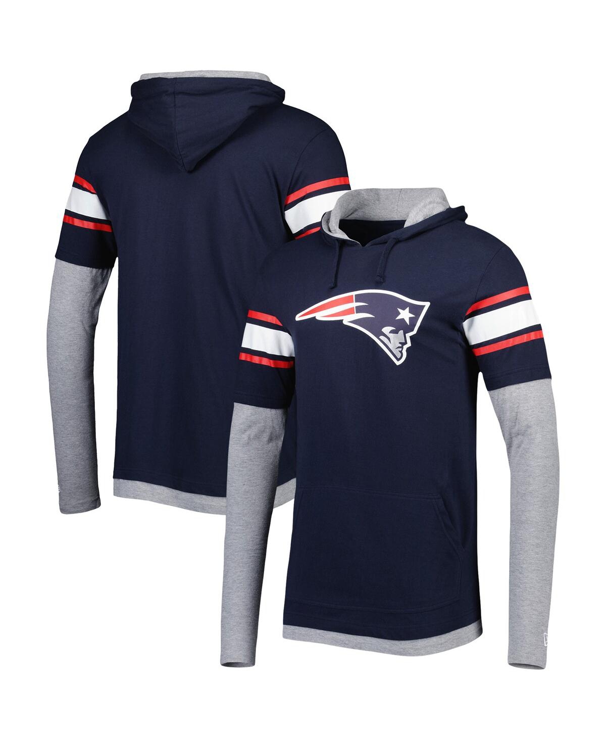 NEW ERA MEN'S NEW ERA NAVY NEW ENGLAND PATRIOTS LONG SLEEVE HOODIE T-SHIRT 