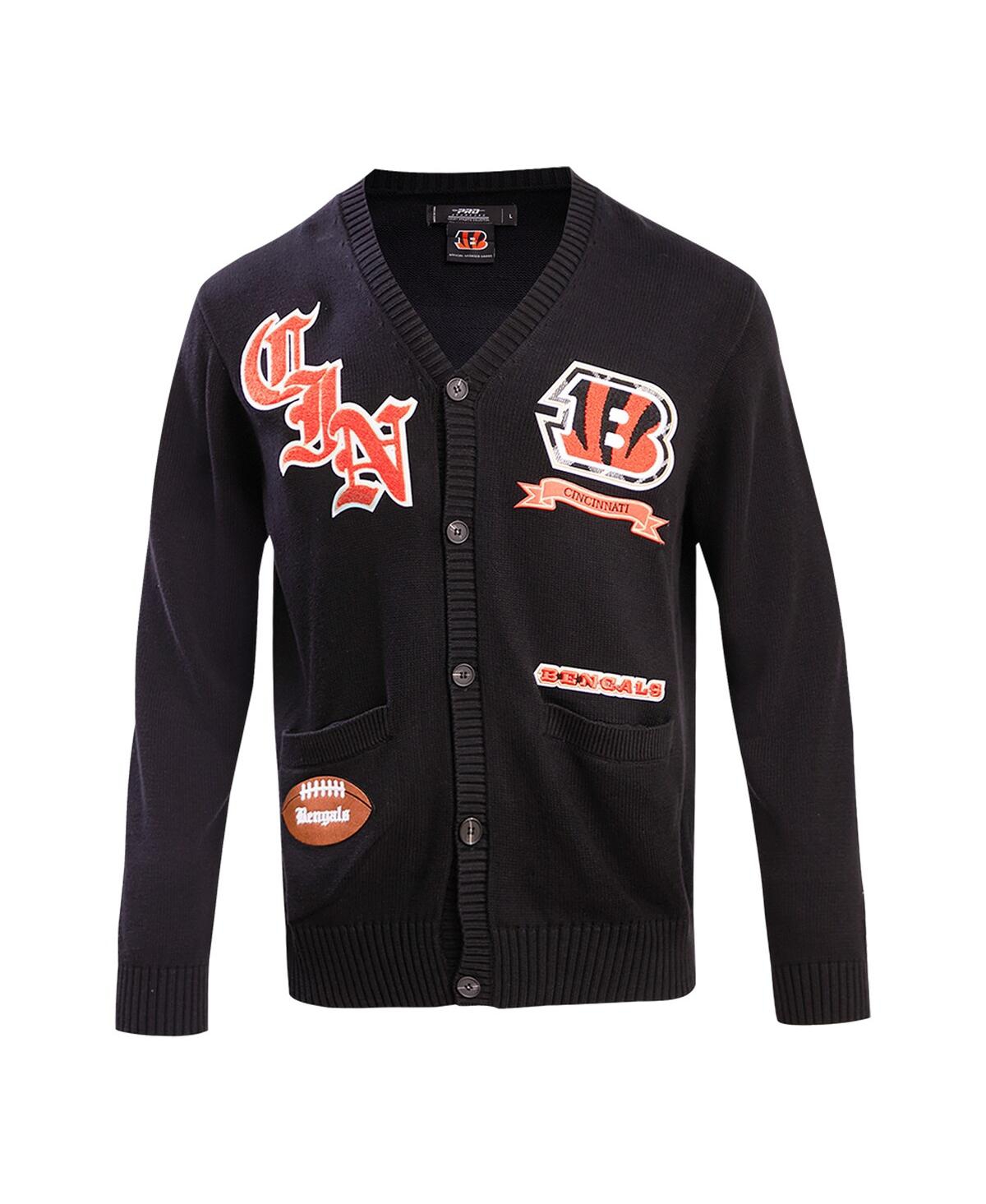 Shop Pro Standard Men's  Black Cincinnati Bengals Prep Button-up Cardigan Sweater