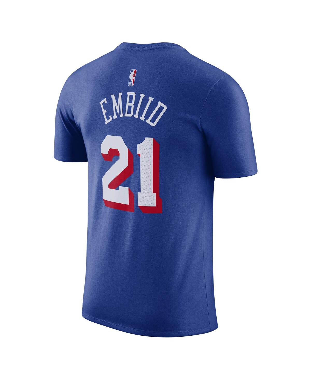 Nike Big Boys And Girls Joel Embiid Royal Philadelphia 76ers Logo Name And Number Performance T-shirt In Royal