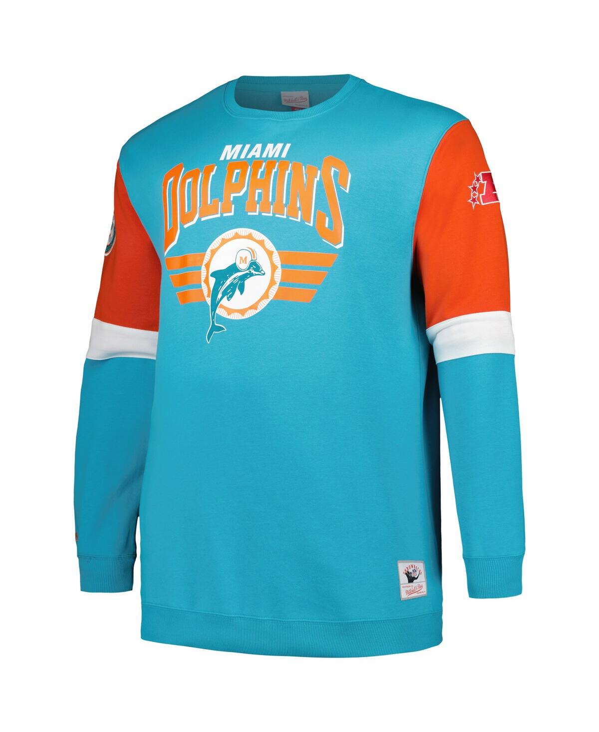 Shop Mitchell & Ness Men's  Aqua Miami Dolphins Big And Tall Fleece Pullover Sweatshirt