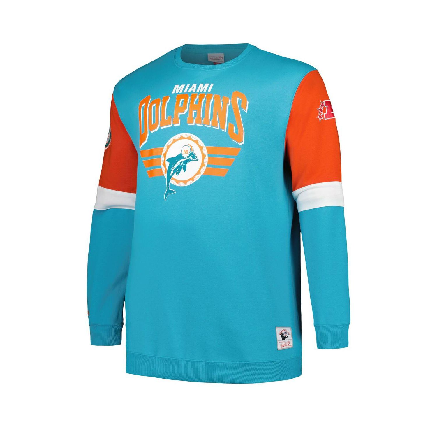 Men's Aqua Miami Dolphins Big and Tall Fleece Pullover Sweatshirt