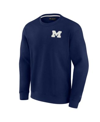 Men's and Women's Navy Michigan Wolverines Super Soft Pullover Crew Sweatshirt