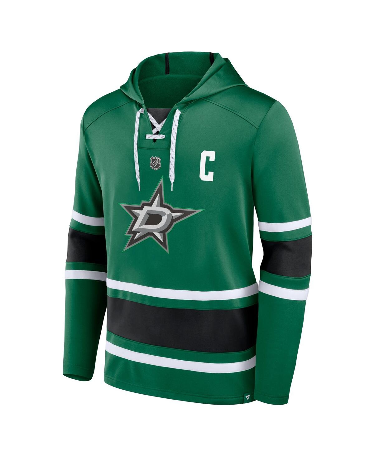 Shop Fanatics Men's  Jamie Benn Kelly Green Dallas Stars Name And Number Lace-up Pullover Hoodie