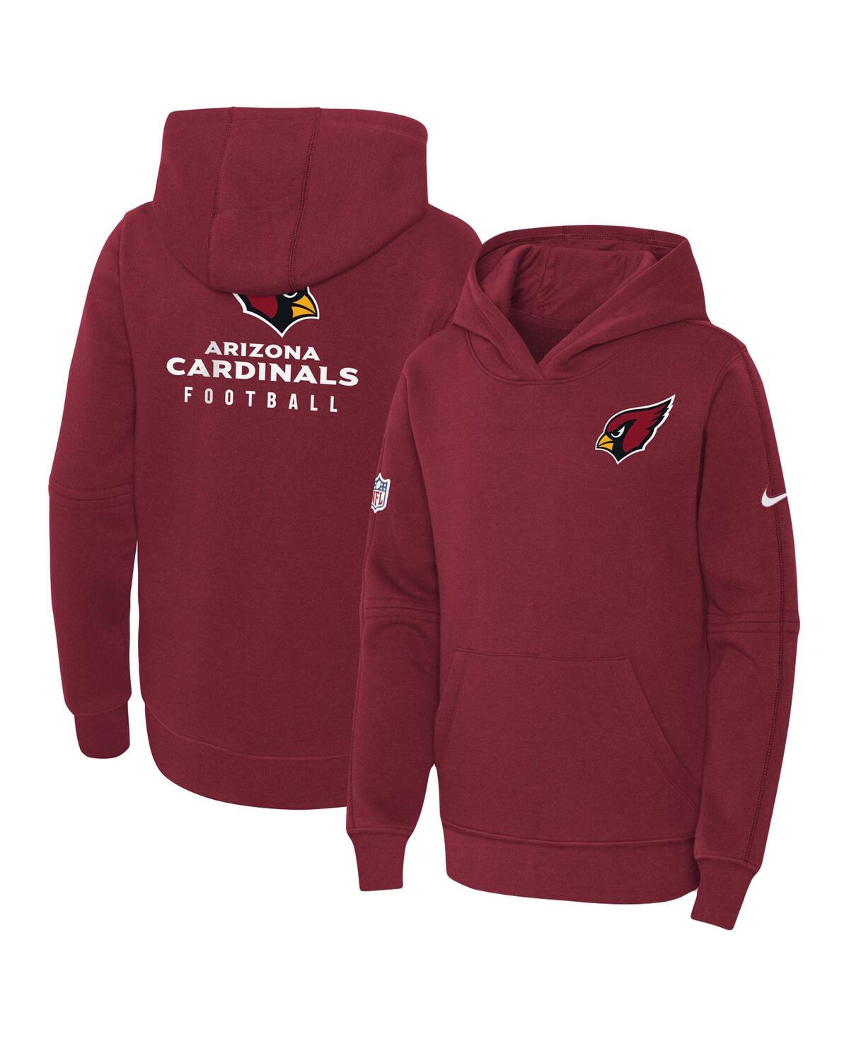 Nike Kids' Big Boys  Cardinal Arizona Cardinals 2023 Sideline Club Fleece Pullover Hoodie