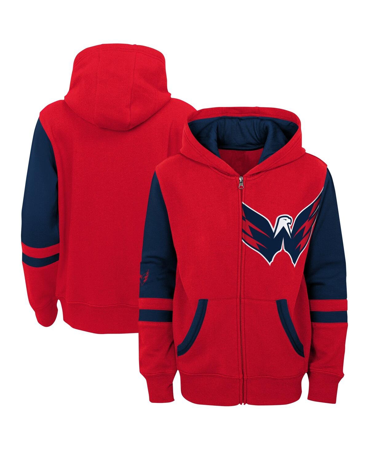 Outerstuff Babies' Preschool Boys And Girls  Red Washington Capitals Face Off Full Zip Hoodie
