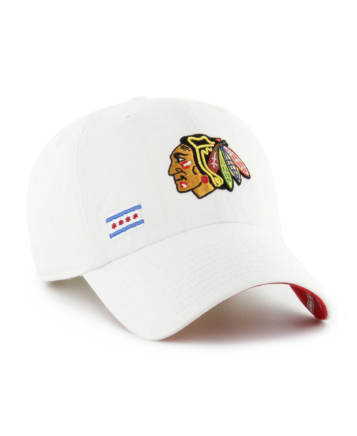 Women's '47 Brand White Chicago Blackhawks Confetti Clean Up Adjustable Hat - White