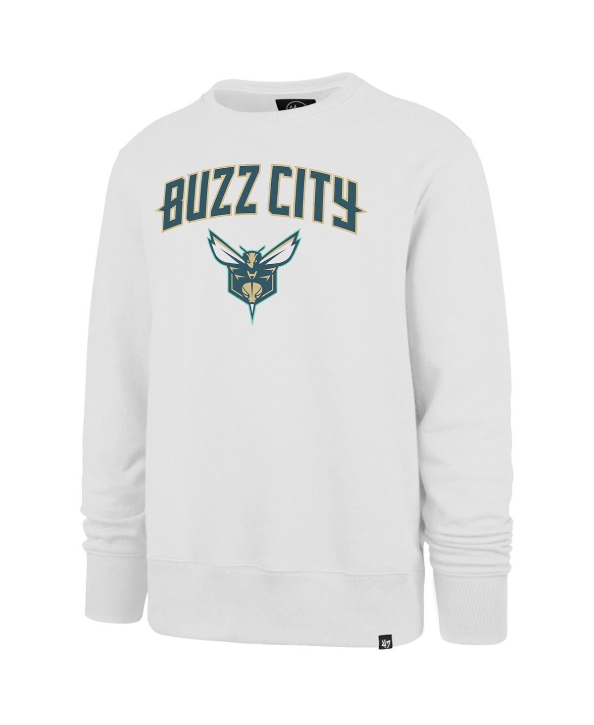 Shop 47 Brand Men's ' White Charlotte Hornets 2023/24 City Edition Postgame Headline Crew Pullover Sweatsh
