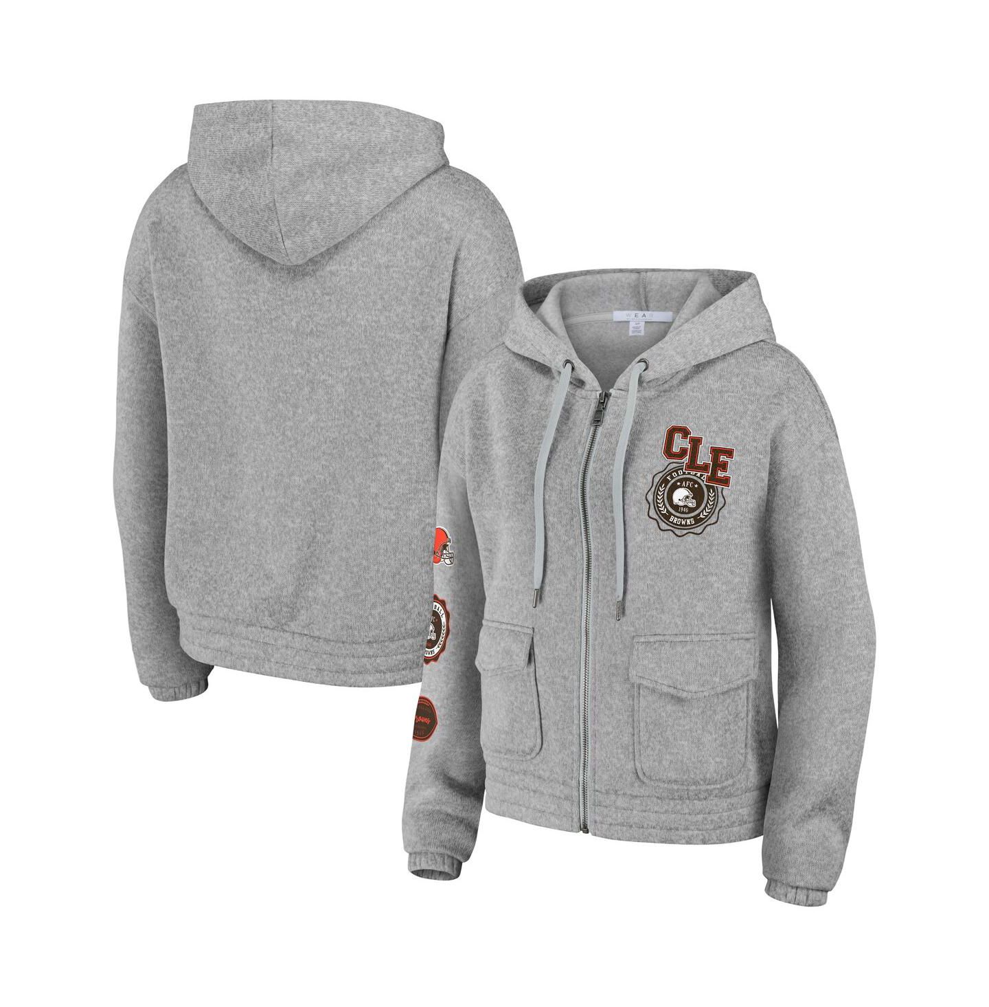 Женское худи WEAR by Erin Andrews Heather Gray Cleveland Browns Full-Zip — фото 1